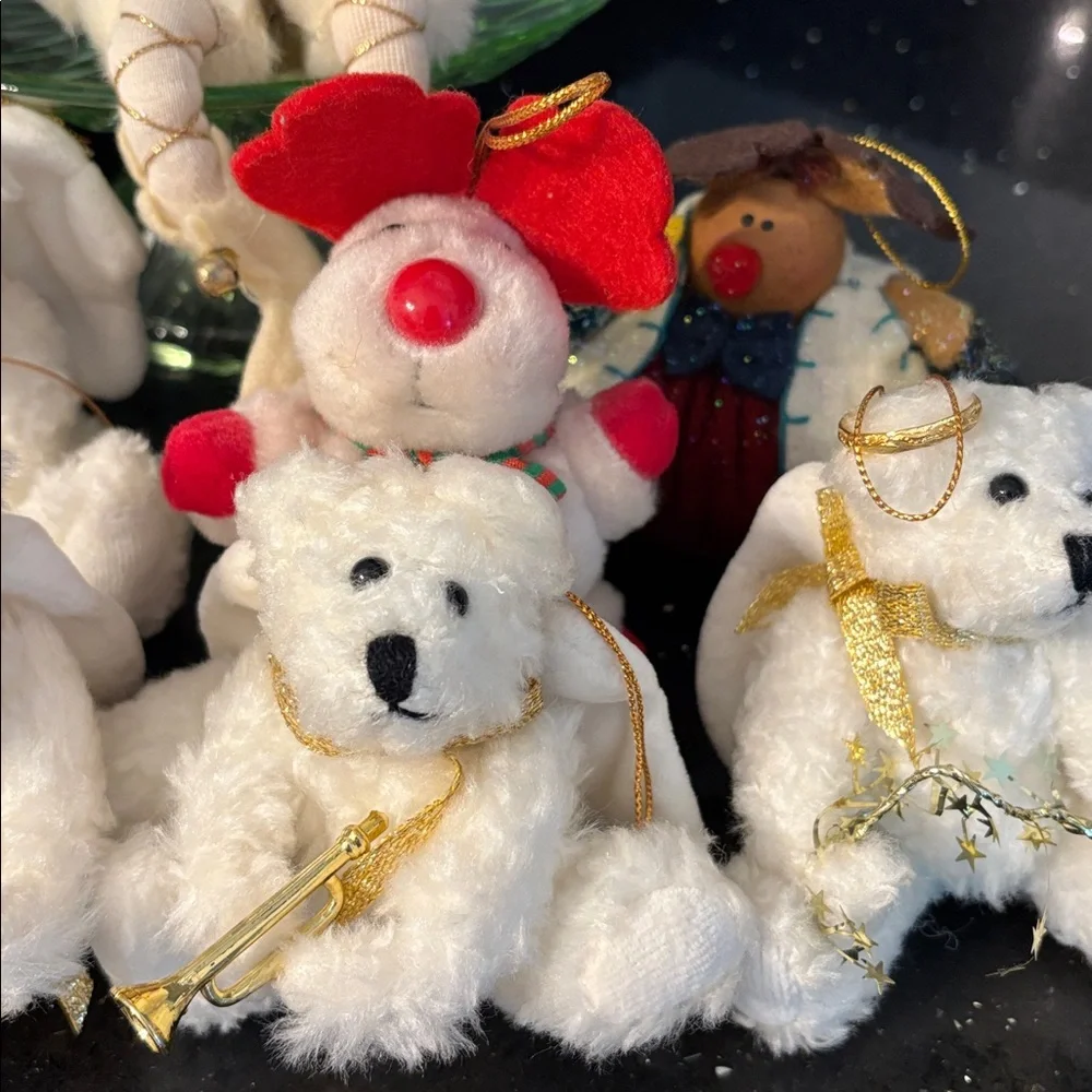 BUNDLE/7 Plushie Boyds Hinged Angel Bears Brocade Santa Roly Poly Rudolphs - Picture 4 of 16